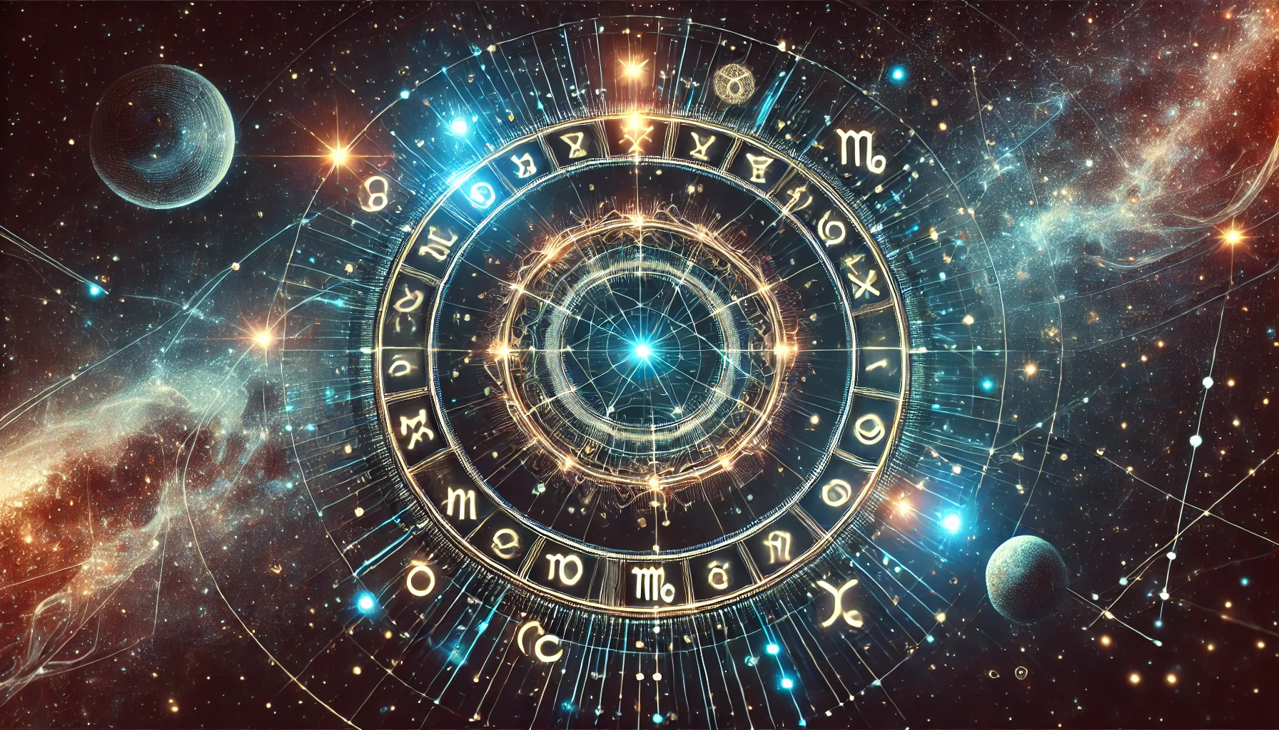 DALL·E 2025 01 15 18.38.27 An abstract and visually appealing representation of an astrological birth chart. The image features a circular chart with intricate symbols for zodia